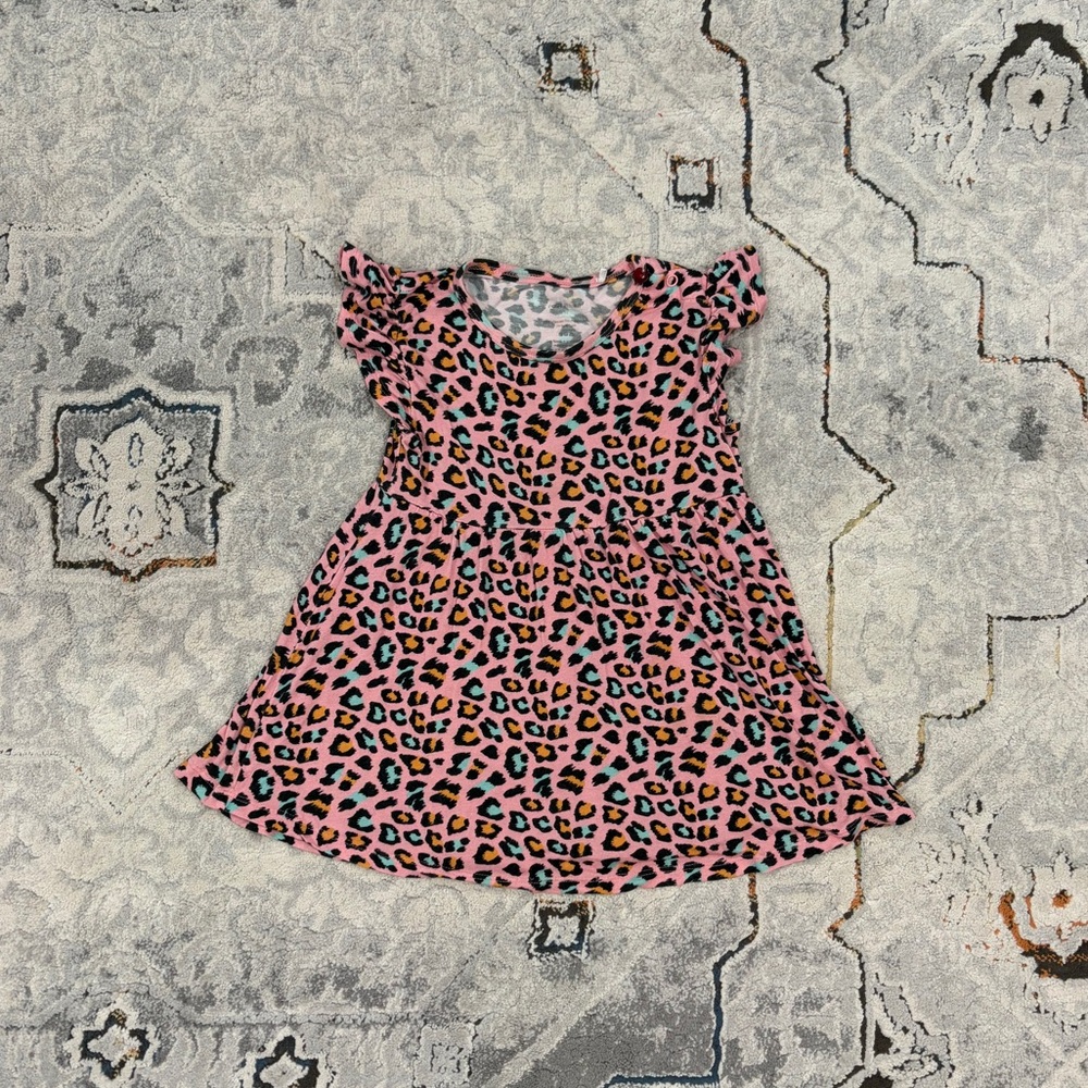 Posh Peanut pink leopard print dress, 2T